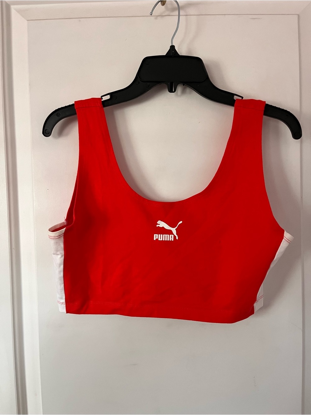 Puma Red Athletic Crop Top Athletic Tank with White Logo